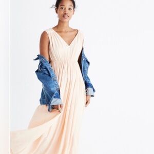 Madewell Sleeveless Pleated Maxi Dress Peachy Blush Size XS NWT